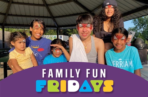 Family with face paint at Family Fun Fridays