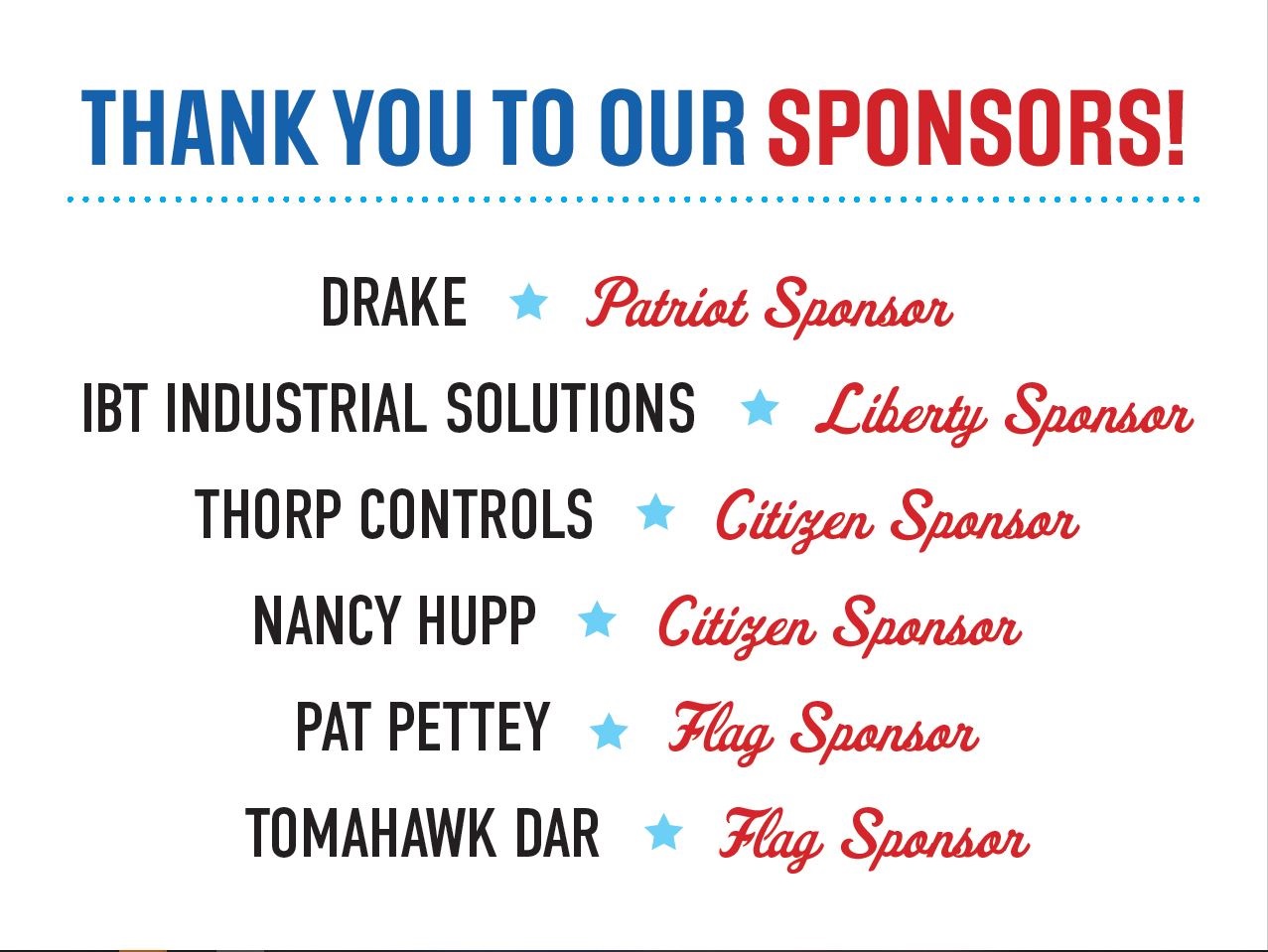 Sponsors for the annual event
